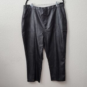 Princess Poly Cropped Black Faux Leather Pants Size 16 Full Figure Plus Size